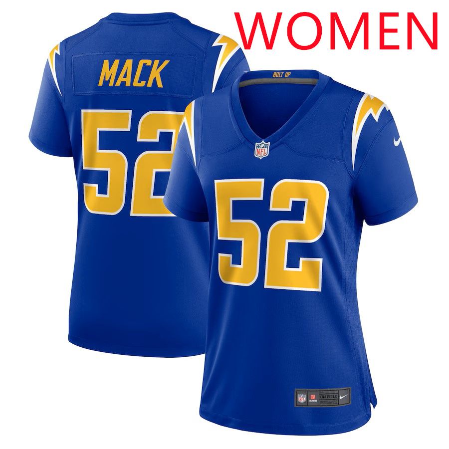 Women Los Angeles Chargers 52 Khalil Mack 2025 Nike Royal Alternate Game NFL Jersey